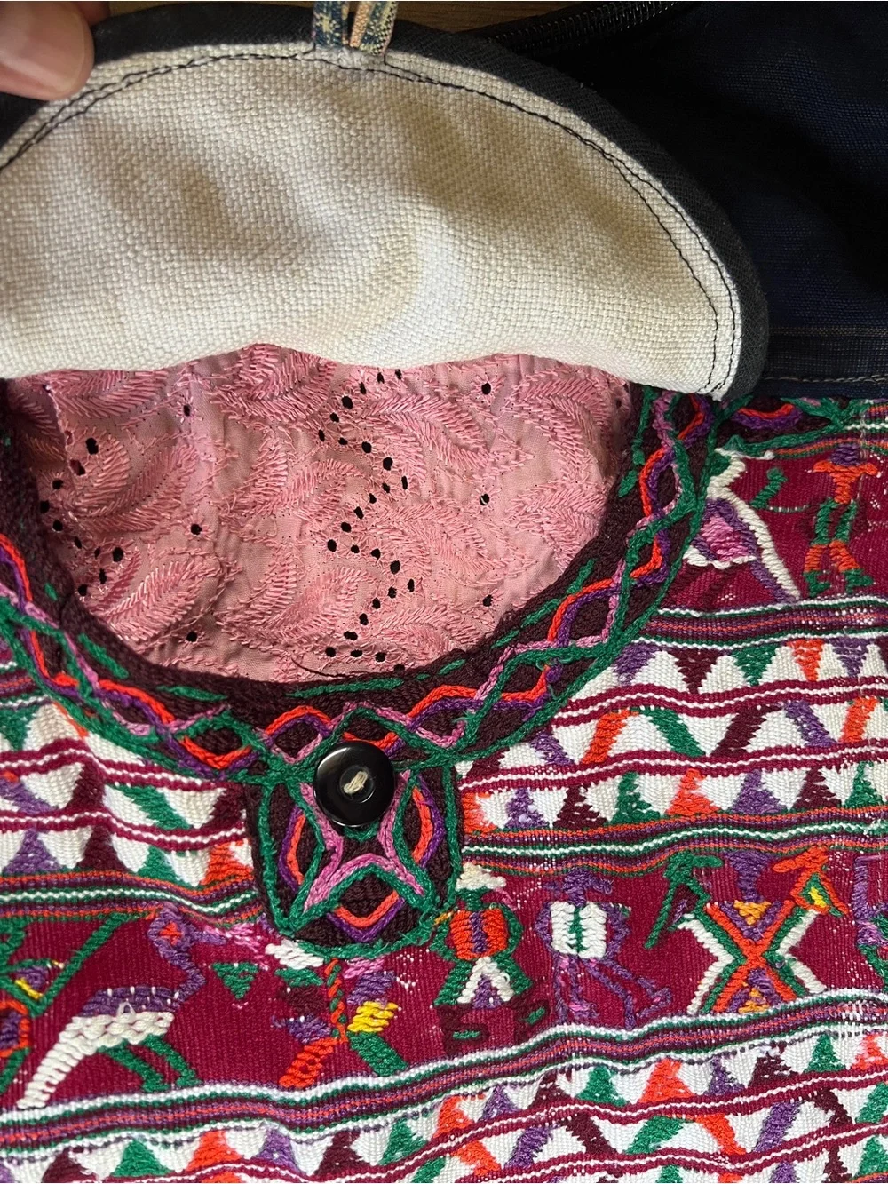 Multi-color Cotton Hobo Bag